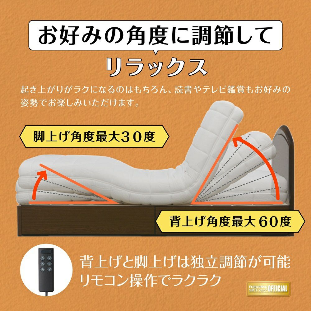 正規品 フランスベッド 電動リクライニングマットレス シングル