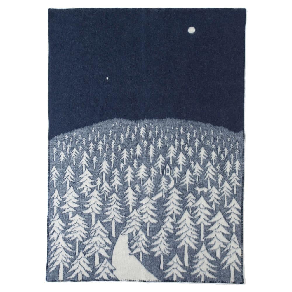KLIPPAN（クリッパン）ウールブランケット HOUSE IN THE FOREST　色展開　ネイビー